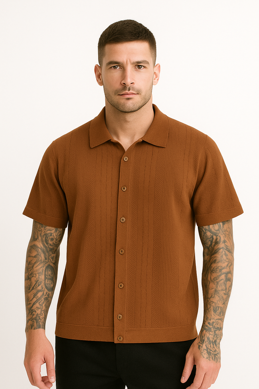 Camisa casual de punto de manga corta